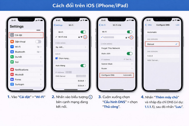 Cách đổi DNS trên Điện thoại iPhone