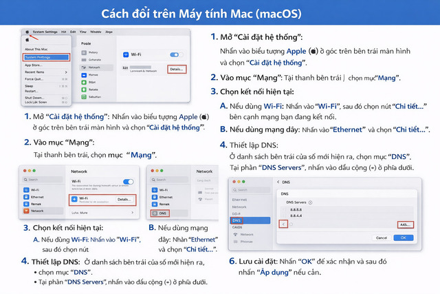 Thay đổi DNS trên thiết bị Mac iOS