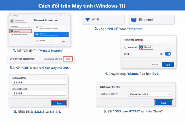 Thay đổi DNS trên thiết bị Windows 11
